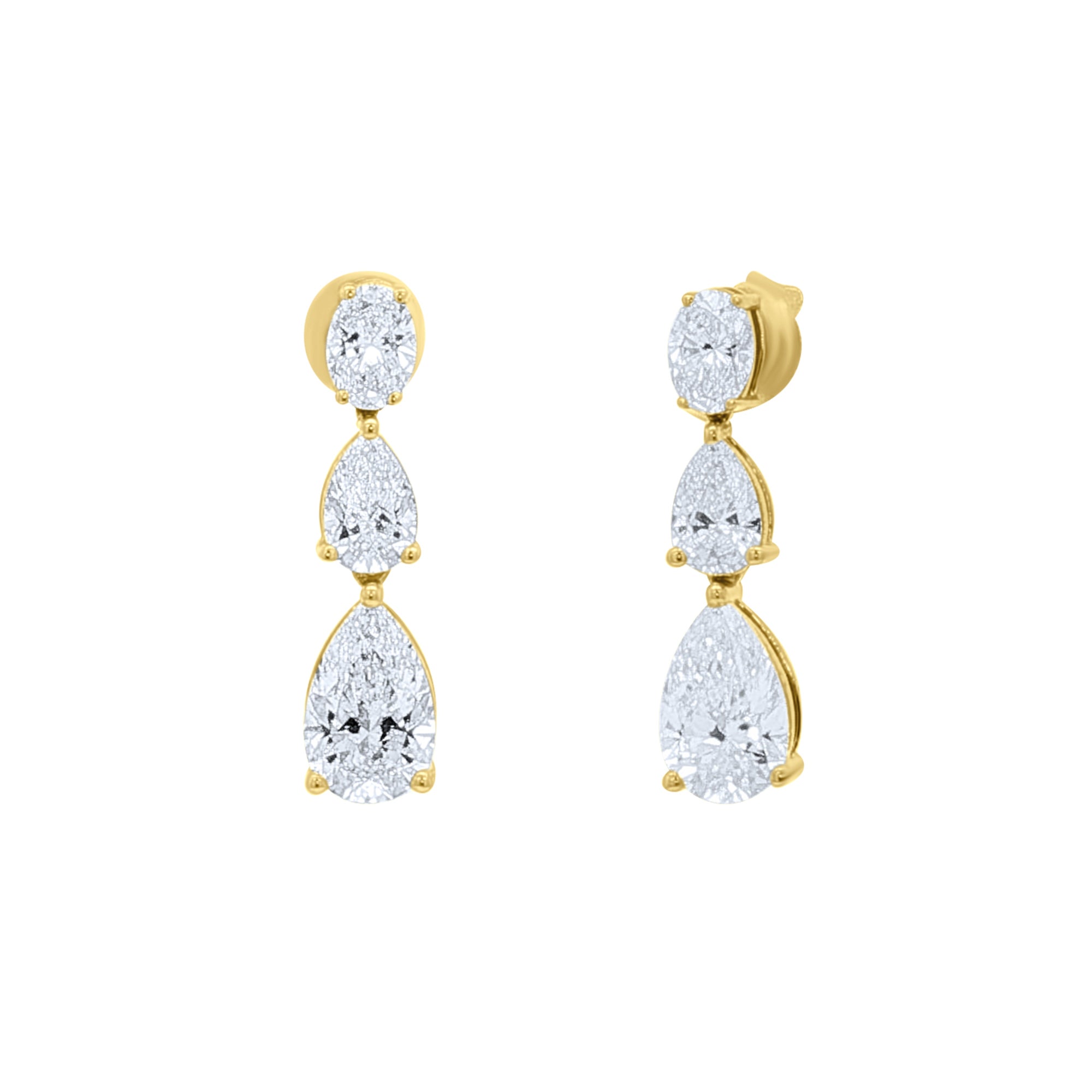Lab grown diamond tear drop stud earrings in 14k yellow gold by Elyzian Fine Jewelry
