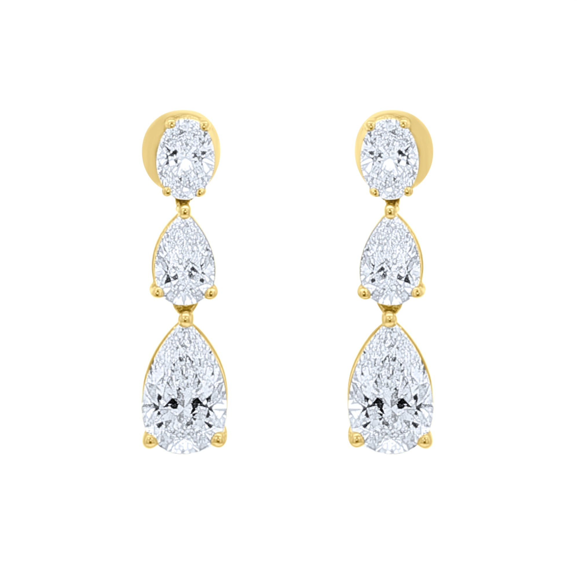Lab grown diamond tear drop stud earrings in 14k yellow gold by Elyzian Fine Jewelry