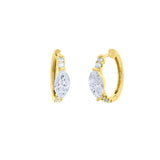 Lab-Grown Marquise Diamond Accent Pavé Huggie Earrings by Elyzian Fine Jewelry
