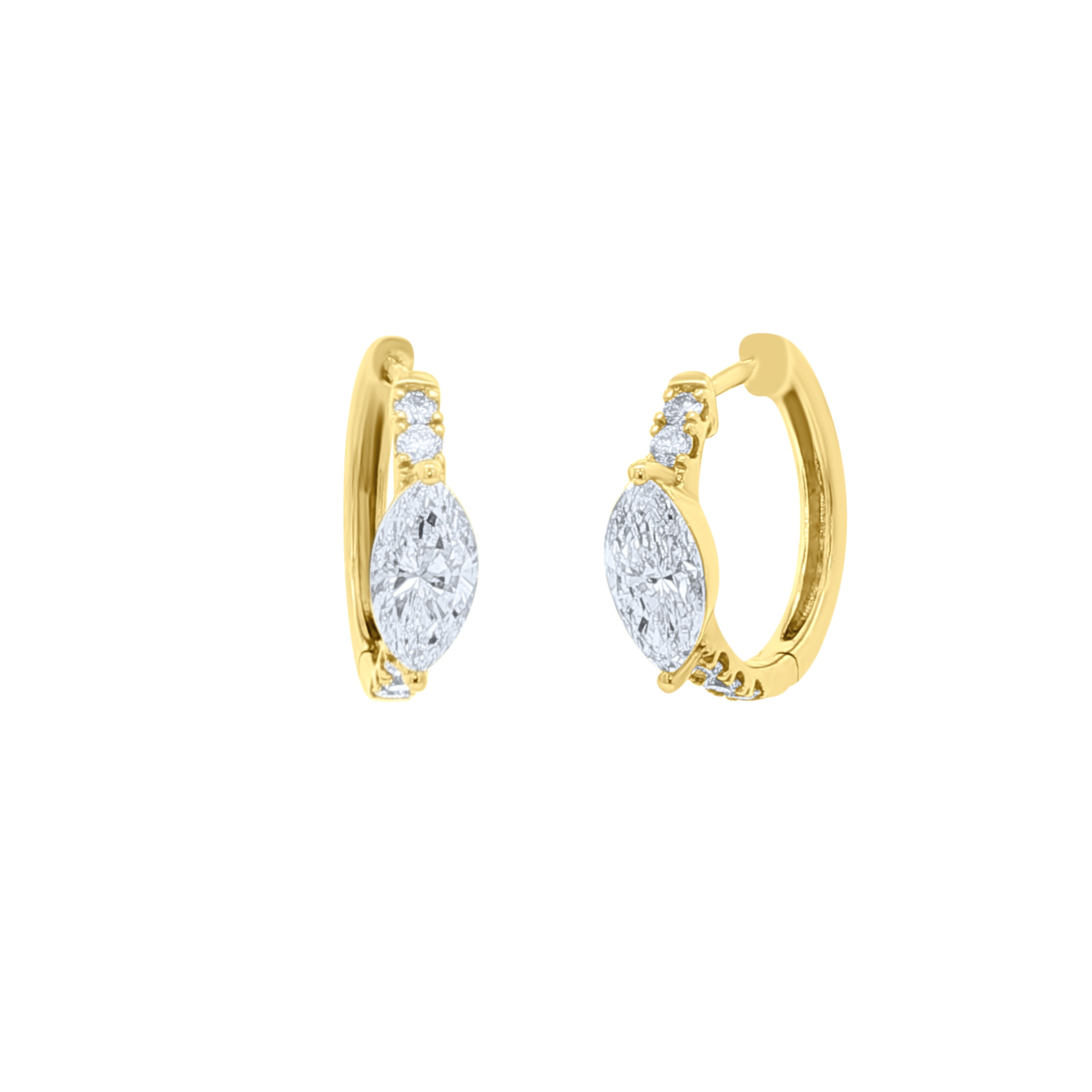 Lab-Grown Marquise Diamond Accent Pavé Huggie Earrings by Elyzian Fine Jewelry