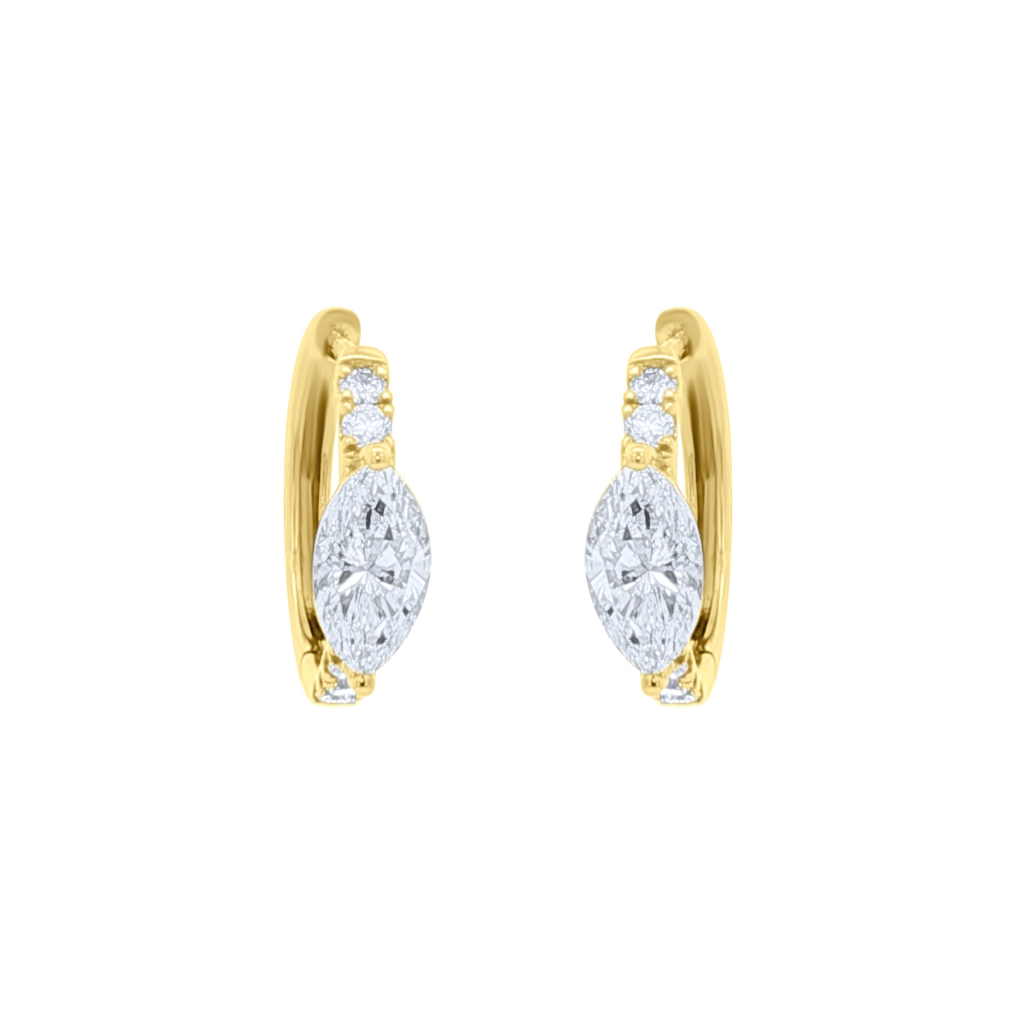 Lab-Grown Marquise Diamond Accent Pavé Huggie Earrings by Elyzian Fine Jewelry

