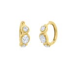 Lab-Grown Mixed Shape Diamond Twisted Hoop Earrings 7ct in 14K Yellow Gold by Elyzian, side view