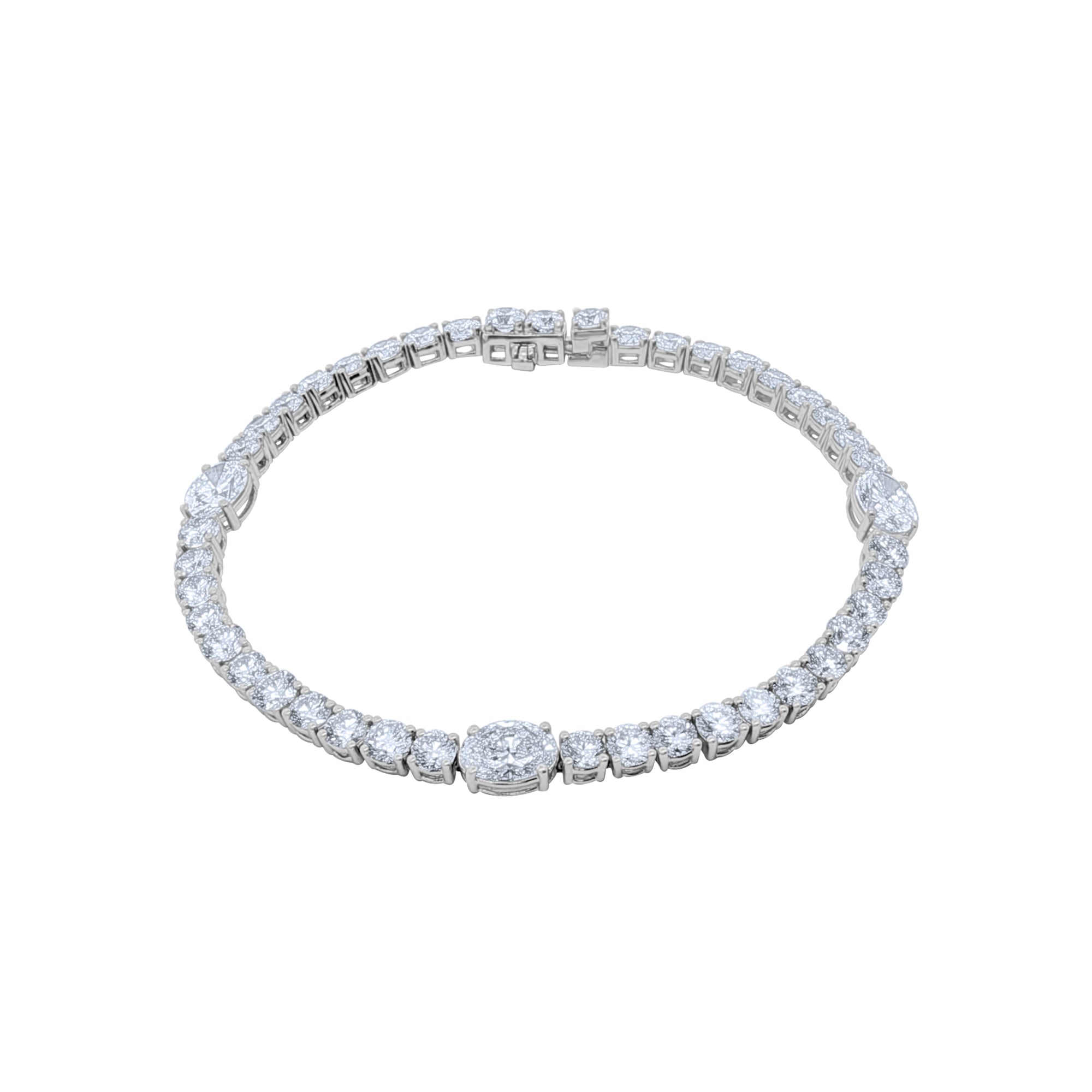 Lab-Grown Oval Diamond Accent Tennis Bracelet in 14K White Gold by Elyzian