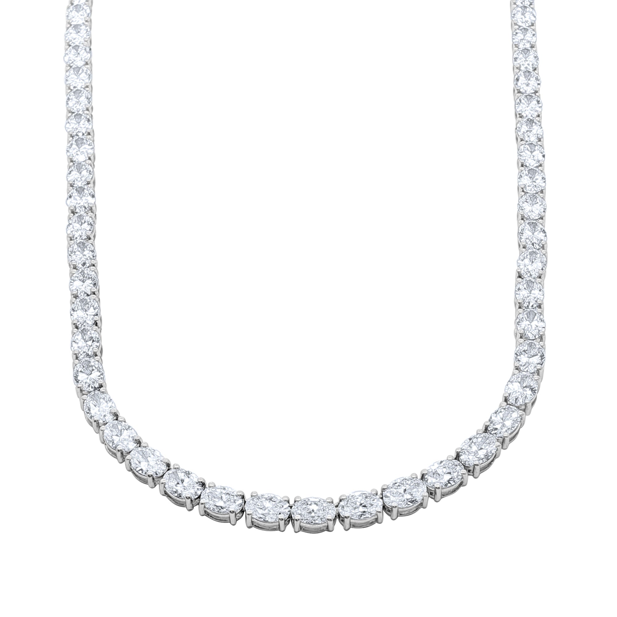 Lab-Grown Oval Diamond Adjustable Tennis Necklace in 14K White Gold by Elyzian