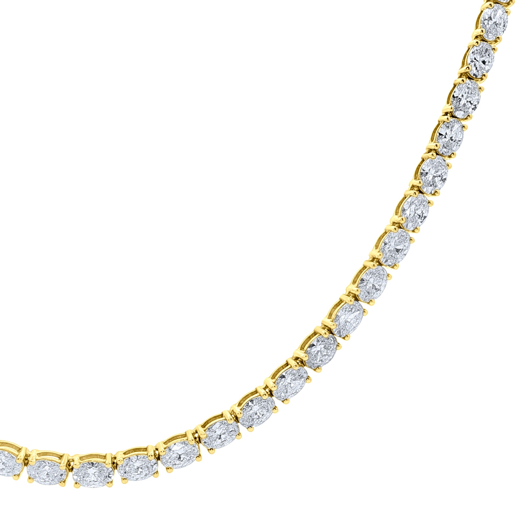 Lab-Grown Oval Diamond East-West Tennis Necklace in 14K Yellow Gold by Elyzian