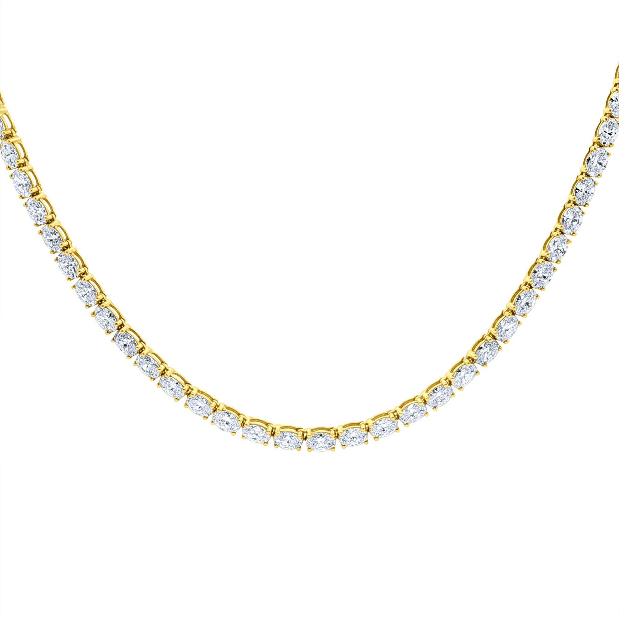 Lab-Grown Oval Diamond East-West Tennis Necklace in 14K Yellow Gold by Elyzian