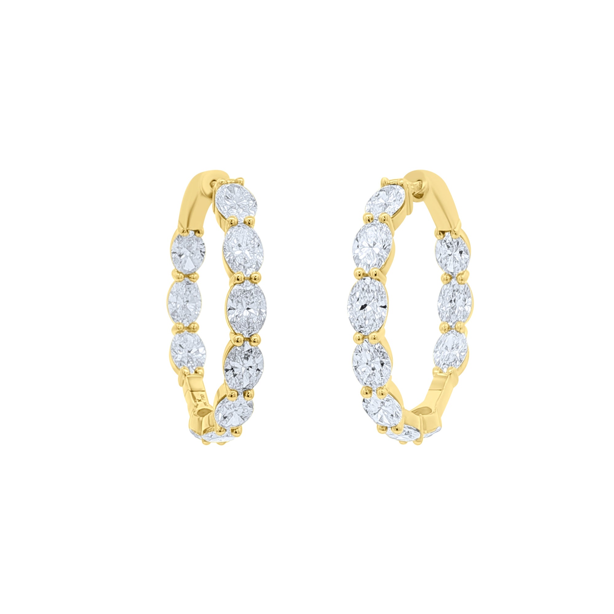 Lab-Grown Oval Diamond Inside-Out Hoops in 14K Yellow Gold by Elyzian