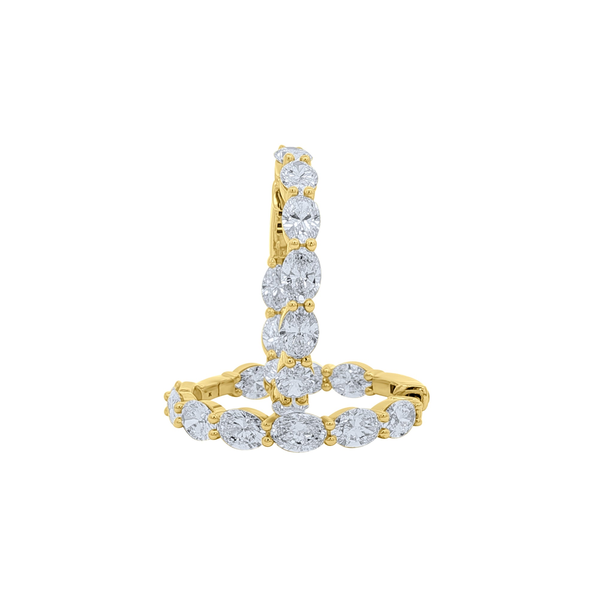 Lab-Grown Oval Diamond Inside-Out Hoops in 14K Yellow Gold by Elyzian