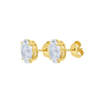 Angled view of Lab-Grown Oval Diamond Stud Earrings in 14K yellow Gold by Elyzian