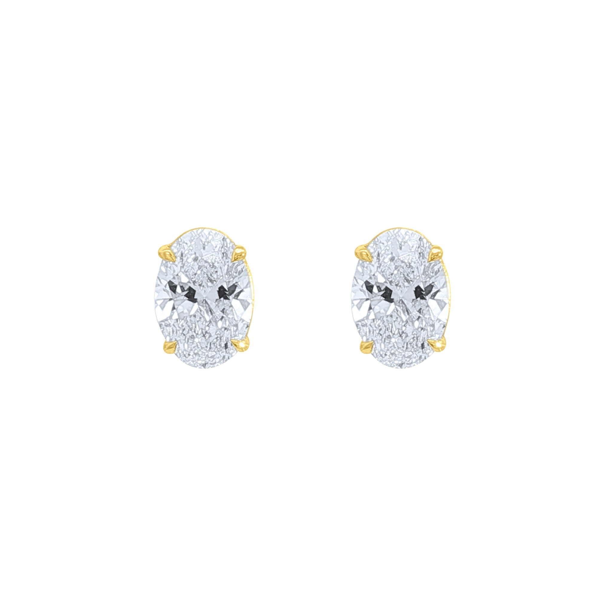 Lab-Grown Oval Diamond Stud Earrings in 14K Yellow Gold by Elyzian