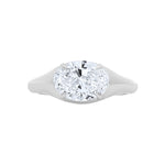 Lab-Grown Oval East-West Engagement Ring in 14K White Gold, front view