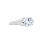 Lab-Grown Oval East-West Engagement Ring in 14K White Gold, side view