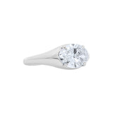 Lab-Grown Oval East-West Engagement Ring in 14K White Gold, side view