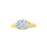 Lab-Grown Oval East-West Engagement Ring in 14K Yellow Gold, front view