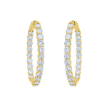 Lab-Grown Round Diamond Inside-Out Hoop Earrings 7ct in 14K Yellow Gold by Elyzian, front view