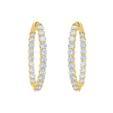 Lab-Grown Round Diamond Inside-Out Hoop Earrings 7ct in 14K Yellow Gold by Elyzian, front view