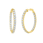 Lab-Grown Round Diamond Inside-Out Hoop Earrings 7ct in 14K Yellow Gold by Elyzian, Side view