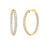 Lab-Grown Round Diamond Inside-Out Hoop Earrings 7ct in 14K Yellow Gold by Elyzian, Side view