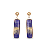 Lapis-Backed Rutilated Quartz and Golden Pearl Earrings in 18K Yellow Gold by Elyzian