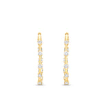 Large Diamond Prong Set Huggie Hoop Earrings in 14K Yellow Gold by Elyzian – front view