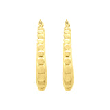 Side view of Medium Fluted Saddle Hoop Earrings in 14K Yellow Gold by Elyzian