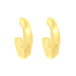 Elyzian 14k Yellow Goldmedium wave ridge hoop earrings. 