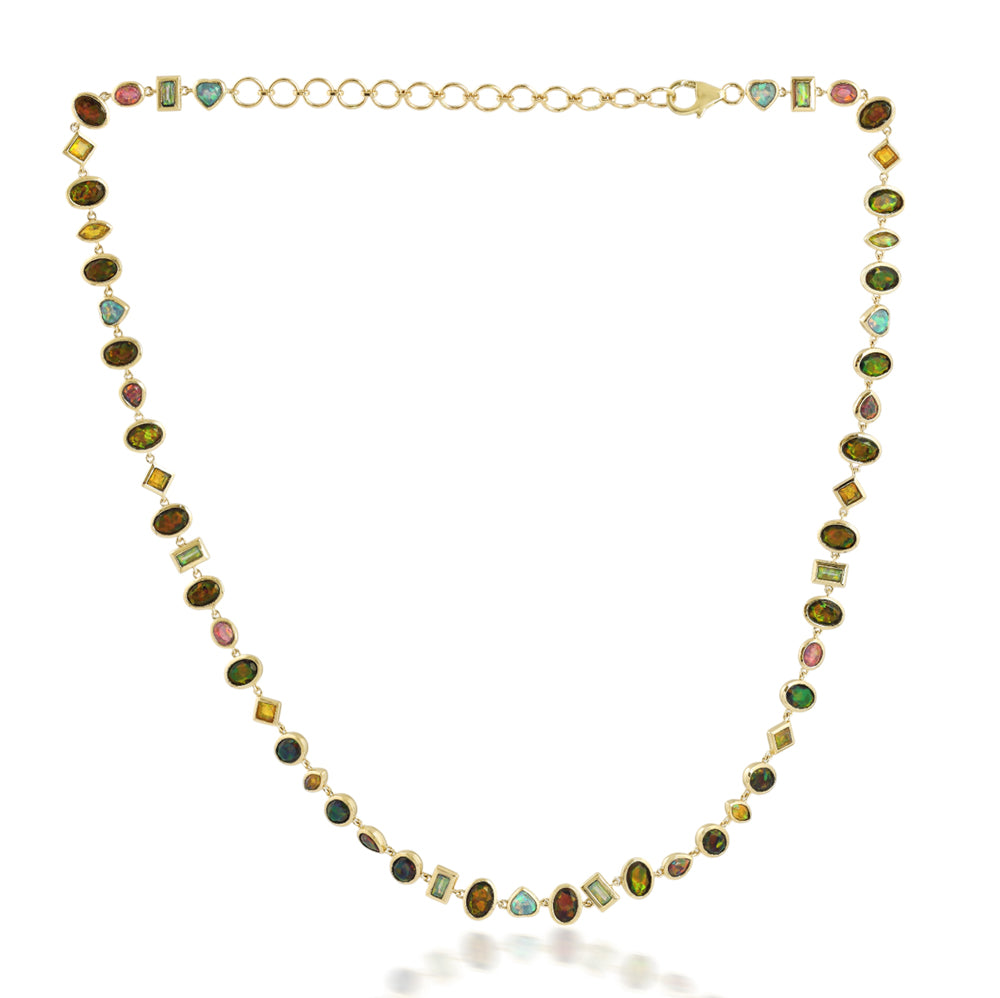 Elyzian Mosaic Opal Tennis Necklace, front view