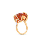 Elyzian Organic Fire Opal and Diamond Ring in 18K rose gold, back view