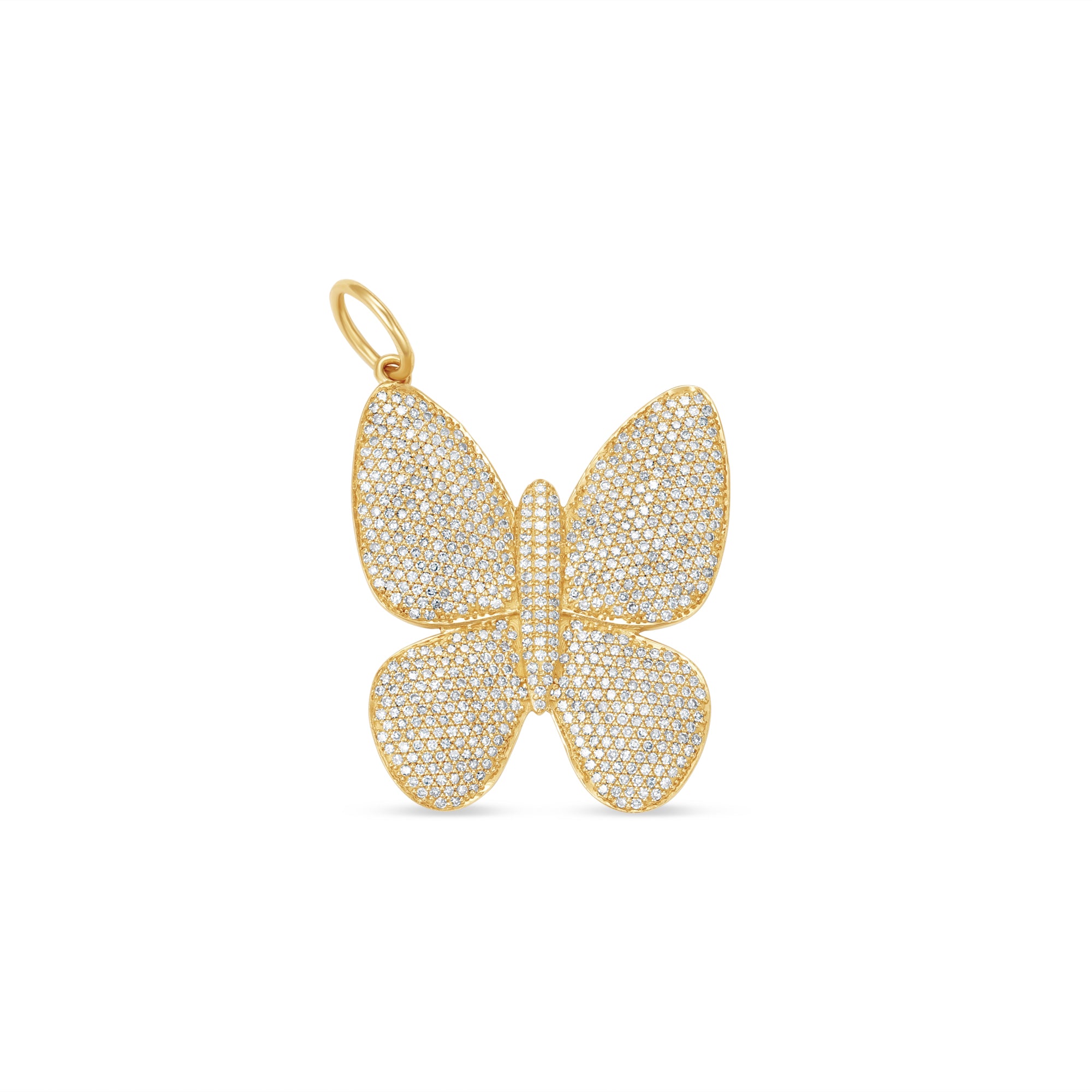 Pave diamond butterfly pendant in 14k yellow gold by Elyzian Fine Jewelry

