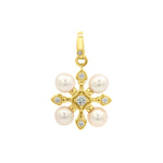 Pearl and Diamond Pendant Necklace in 14K Yellow Gold by Elyzian