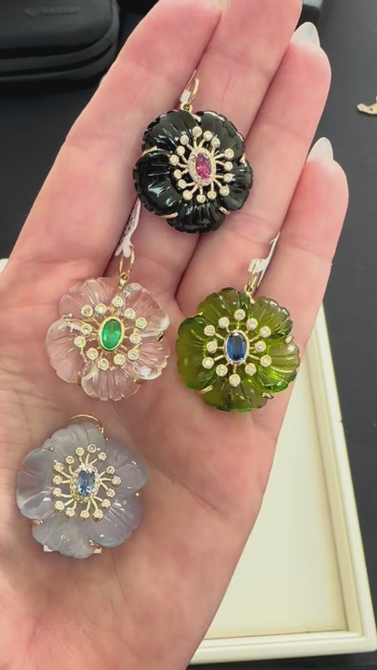 The Fleur de Charme Pendant reimagines the classic floral motif with bold color and architectural precision.