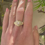 Fluted Heart Ring on finger 