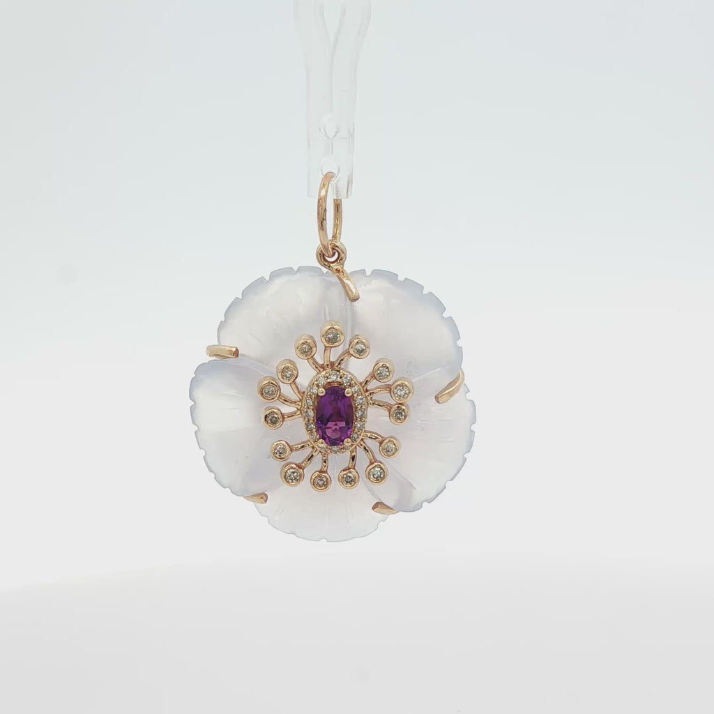 Opal and Amethyst Flower Charm