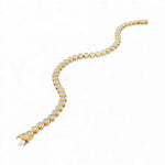 Round bezel-set illusion diamond tennis bracelet in 14K yellow gold - unclasped