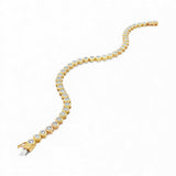 Round bezel-set illusion diamond tennis bracelet in 14K yellow gold - unclasped