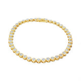 Round bezel-set illusion diamond tennis bracelet in 14K yellow gold