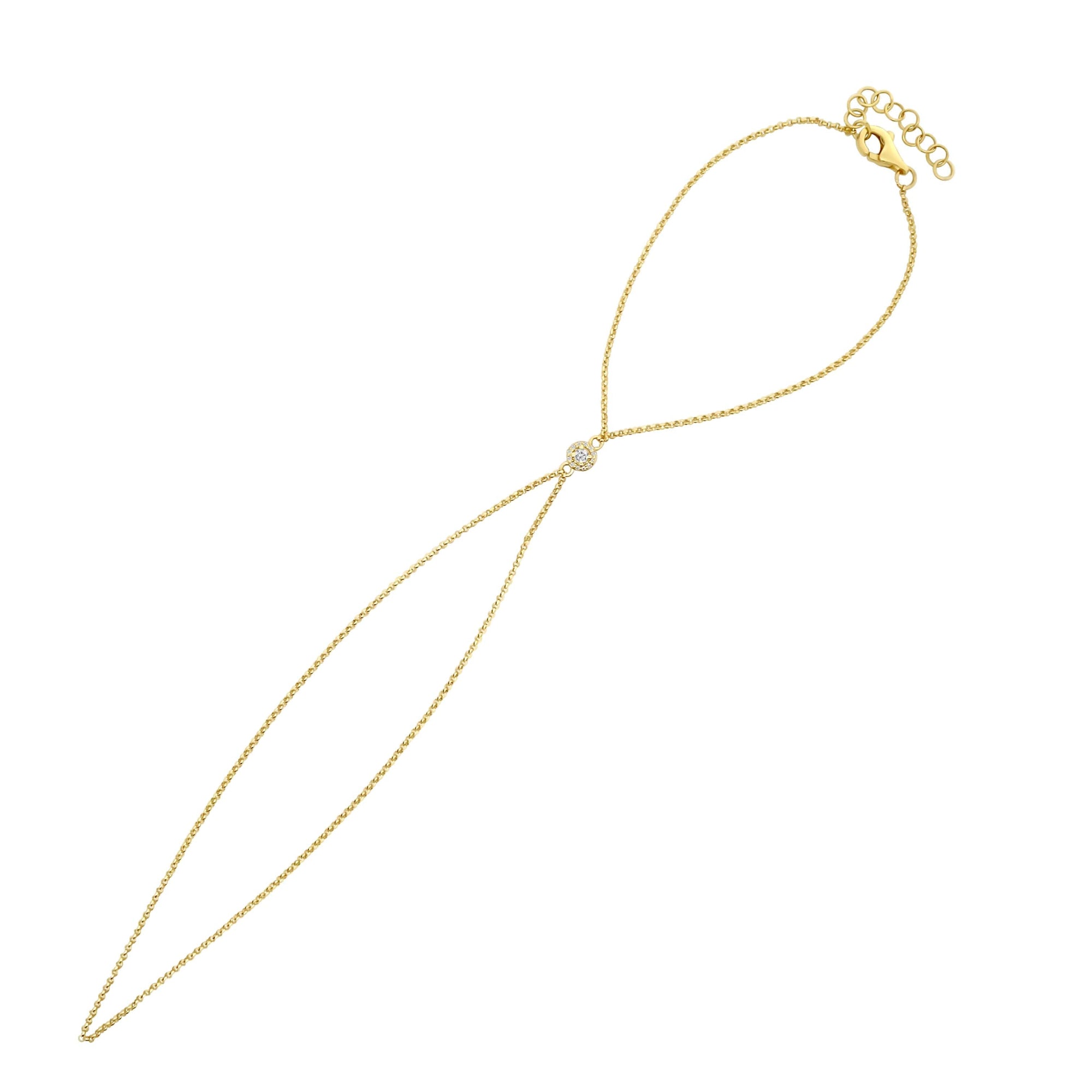 Round Pavé Diamond Hand Chain in 14K Yellow Gold by Elyzian