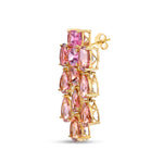 Elyzian Side view of Sunset Cascade Tourmaline Earrings showing prong settings and gold gallery