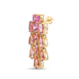 Elyzian Side view of Sunset Cascade Tourmaline Earrings showing prong settings and gold gallery