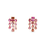 Elyzian Sunset Cascade Tourmaline Earrings in 14K yellow gold, front view of pair