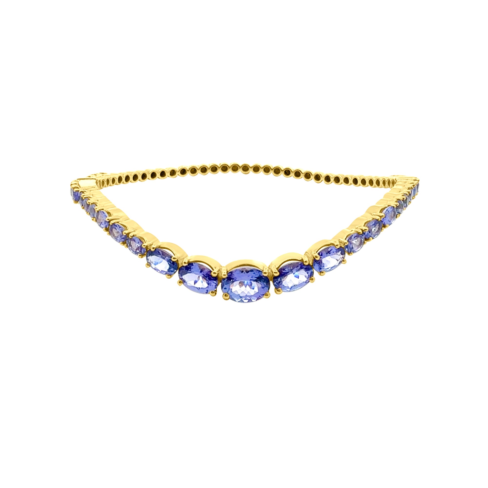 Tanzanite Wave Bangle in 14K Yellow Gold by Elyzian