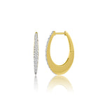 Tapered Oblong Diamond Hoop Earrings in 14K Yellow Gold by Elyzian