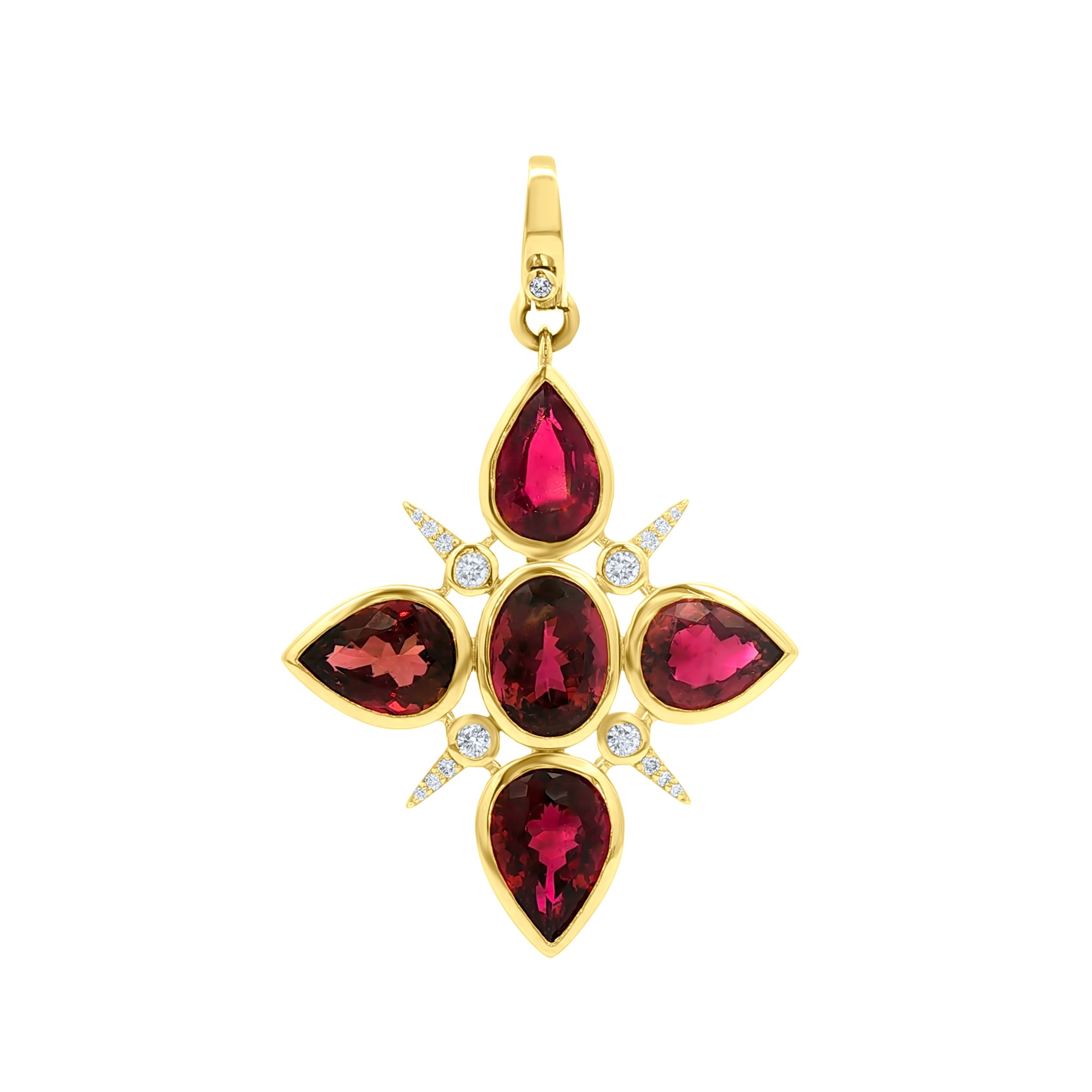 Tourmaline and diamond pendant in 14k yellow gold by Elyzian Fine Jewelry

