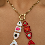 Poisson Pendant in Opal, Malachite, and Onyx