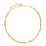 White Opal and Diamond Tennis Necklace in 14K yellow gold