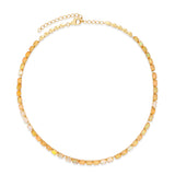 White Opal and Diamond Tennis Necklace in 14K yellow gold